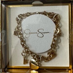 Jessica Simpson Gold Key and Heart Bracelet